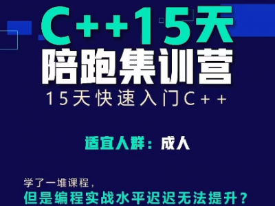 C++编程15天陪跑集训营(视频课+多对一答疑+题库+测评)